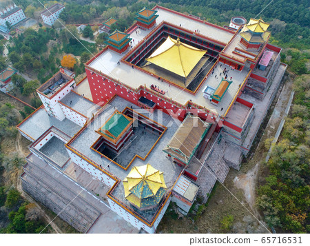 Aerial view of The Putuo Zongcheng Buddhist Temple, Chengde, China 65716531