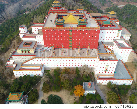 Aerial view of The Putuo Zongcheng Buddhist Temple, Chengde, China 65716623