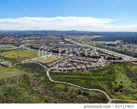 Aerial view of residential subdivision house in Torrey Higlands, San Diego, California Aerial view of residential subdivision house in Torrey Higlands, San Diego, California 65717403
