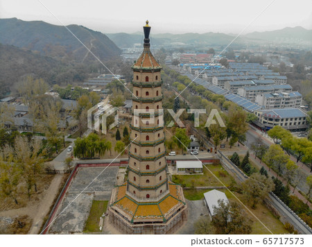 Aerial view of tower pavilion inside the Imperial Summer Palace of The Mountain Resort in Chengde Aerial view of tower pavilion inside the Imperial Summer Palace of The Mountain Resort in Chengde 65717573