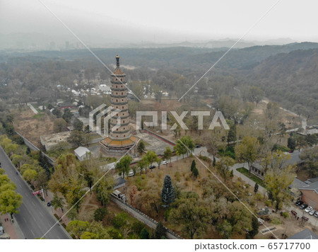 Aerial view of tower pavilion inside the Imperial Summer Palace of The Mountain Resort in Chengde Aerial view of tower pavilion inside the Imperial Summer Palace of The Mountain Resort in Chengde 65717700