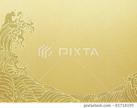 背景-波-日式-日式-日式-金箔 65718195