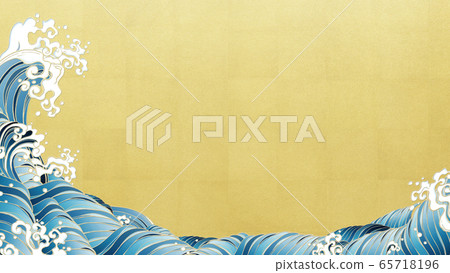 Background-Wave-Japanese-Japanese style-Japanese pattern-Gold leaf Background-Wave-Japanese-Japanese style-Japanese pattern-Gold leaf 65718196