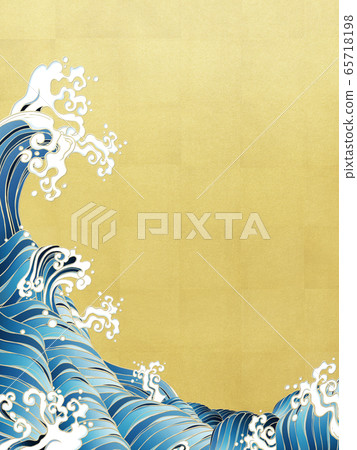 Background-Wave-Japanese-Japanese style-Japanese pattern-Gold leaf Background-Wave-Japanese-Japanese style-Japanese pattern-Gold leaf 65718198