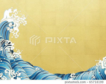 Background-Wave-Japanese-Japanese style-Japanese pattern-Gold leaf 65718199