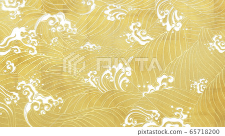 Background-Wave-Japanese-Japanese style-Japanese pattern-Gold leaf Background-Wave-Japanese-Japanese style-Japanese pattern-Gold leaf 65718200