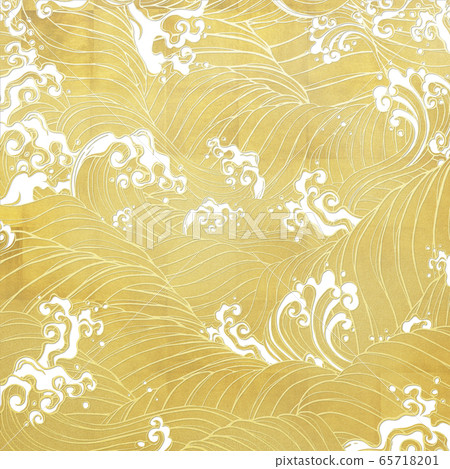 Background-Wave-Japanese-Japanese style-Japanese pattern-Gold leaf Background-Wave-Japanese-Japanese style-Japanese pattern-Gold leaf 65718201