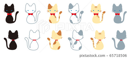 Cat icon (with ribbon) - Stock Illustration [65718506] - PIXTA