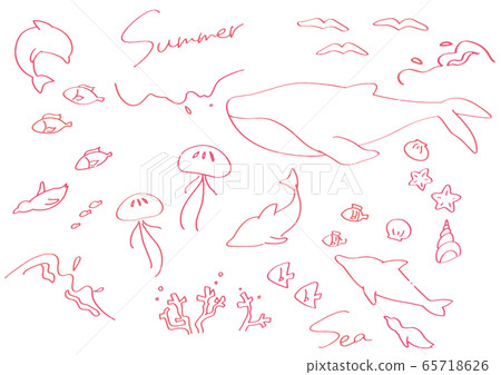 Creatures in the sea Fashionable illustration set 65718626