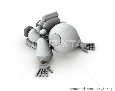 失望的機器人躺在地板上 65718695