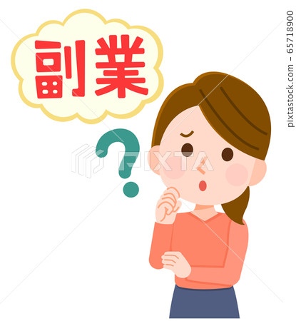 Side job Illustration of a woman with a speech bubble 65718900