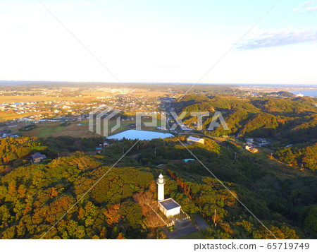 Cape Taito Lighthouse-Aerial view with drone (Isumi City, Chiba Prefecture) 65719749
