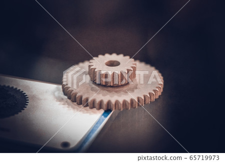 Selective Laser Melting. Object printed on metal 3d printer close-up. 65719973