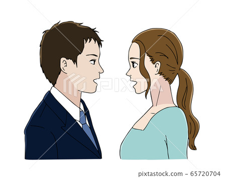 Man and woman facing each other 65720704