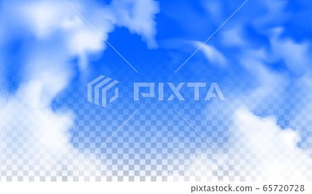 Transparent sky blue background realistic vector clouds set Transparent sky blue background realistic vector clouds set 65720728