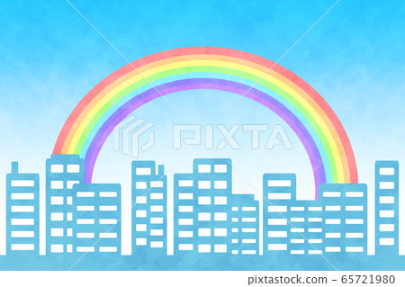 建築背景矩形彩虹水彩風格 建築背景矩形彩虹水彩風格 65721980