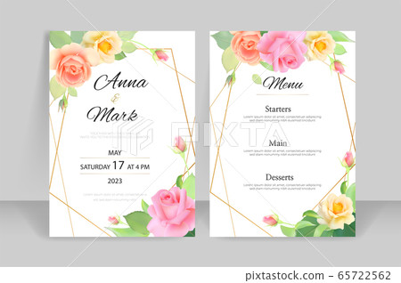 Roses rose wedding invitation template, wedding template set Roses rose wedding invitation template, wedding template set 65722562