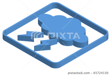 Blue isometric illustration of thundercloud Blue isometric illustration of thundercloud 65724130
