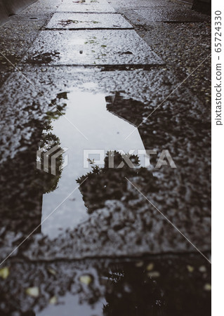 Stone pavement after the rain Japanese alley d-3 Warm color 65724330