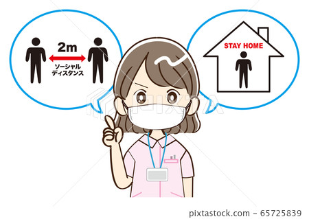 婦女，護士，社交距離，待在家裡 65725839
