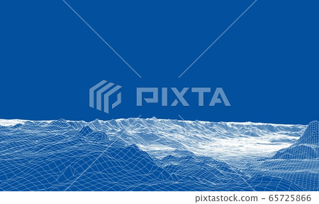 Abstract 3d wire-frame landscape. Blueprint style 65725866