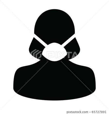 Surgical mask icon vector person profile female avatar symbol for medical and health care protection in a glyph Pictogram illustration. Surgical mask icon vector person profile female avatar symbol for medical and health care protection in a glyph Pictogram illustration. 65727891