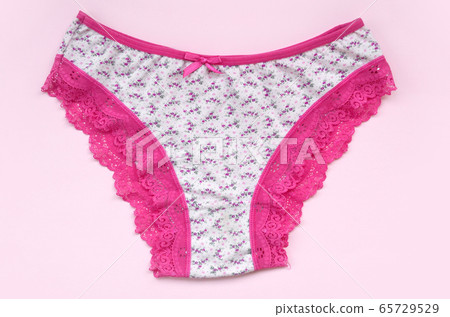 White women underwear with lace on pink background White women underwear with lace on pink background 65729529