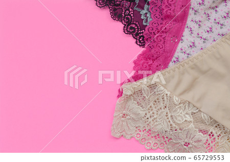 White, black and pink women underwear with lace on 65729553