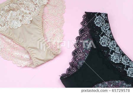 White, black and pink women underwear with lace on 65729578