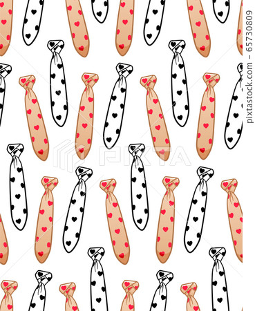 Beige flat style and black outline style neckties seamless pattern Beige flat style and black outline style neckties seamless pattern 65730809