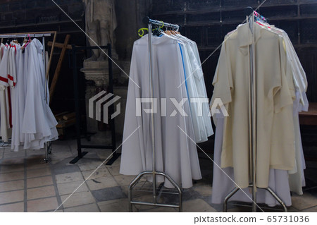Chasubles of the priest in a Catholic church 65731036
