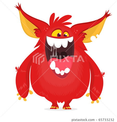 Shocking pink gremlin mascot cartoon design. Shocking pink gremlin mascot cartoon design. 65733232
