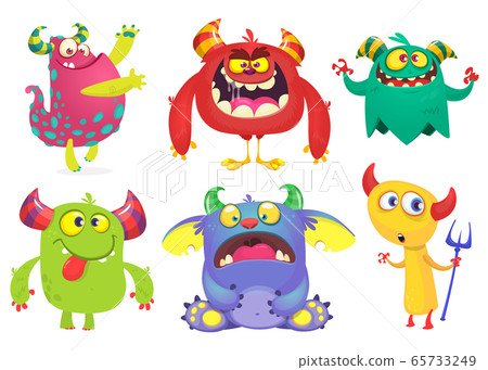 Cartoon Monsters set for Halloween. Vector set of funny monsters 65733249