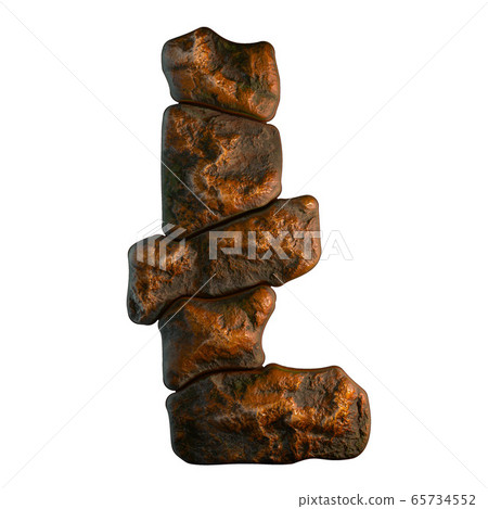 Rocky symbol litecoin. Font of stone on white background. 3d 65734552