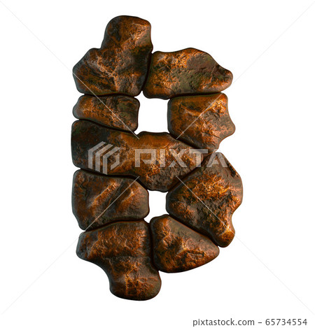 Rocky symbol baht. Font of stone on white background. 3d 65734554