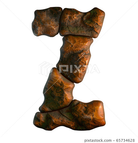 Rocky letter Z. Font of stone on white background. 3d 65734628