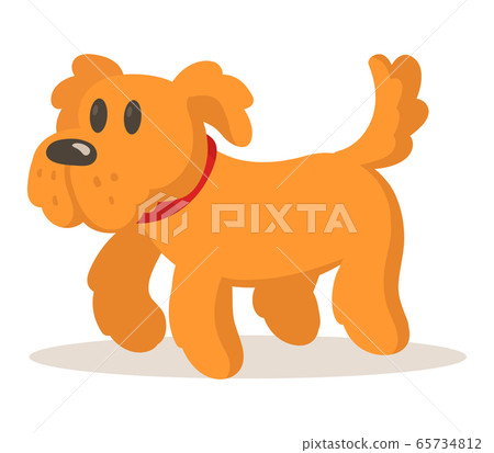 Cute cartoon brown dog. Flat vector illustration, isolated on white background. Cute cartoon brown dog. Flat vector illustration, isolated on white background. 65734812