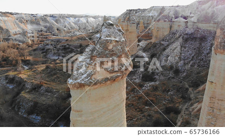 The valley of love in Goreme Cappadocia Turkey during the freezing winter months 65736166