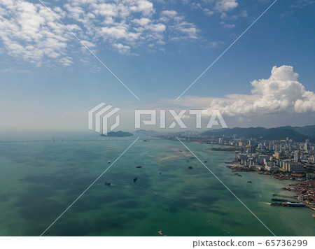 Aerial view cloudy day at Penang Island. 65736299