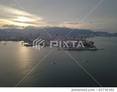 Aerial view two boats move at the sea 65736302