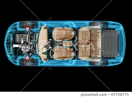 Technical 3d illustration of SUV car with x-ray effect. Technical 3d illustration of SUV car with x-ray effect. 65736771