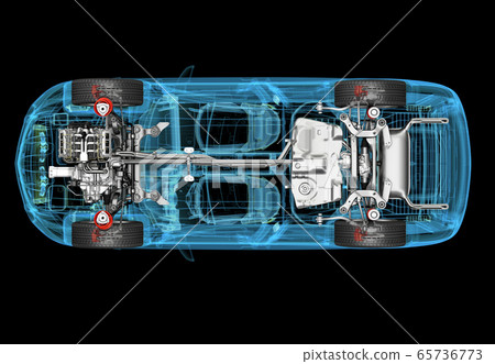 Technical 3d illustration of SUV car with x-ray 65736773