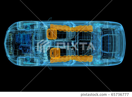 Technical 3d illustration of SUV car with x-ray 65736777