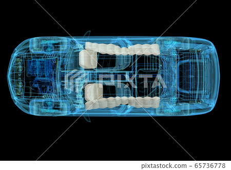 Technical 3d illustration of SUV car with xray 65736778