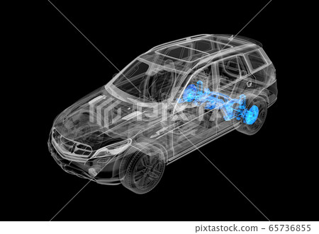 Technical 3d illustration of SUV car with x-ray 65736855
