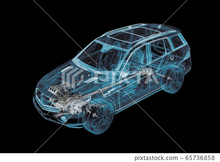 Technical 3d illustration of SUV car with x-ray 65736858