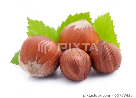 Hazelnuts with leaves Hazelnuts with leaves 65737423