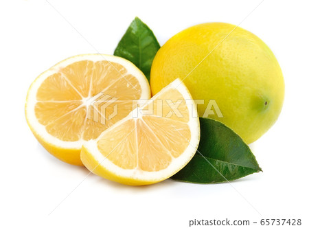 Lemon with leaves. Lemon with leaves. 65737428