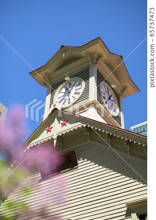 Lilac and Sapporo clock tower 65737473
