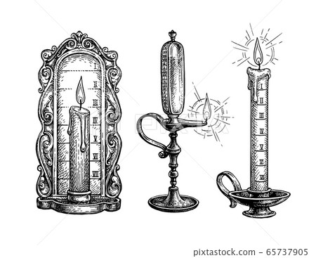 Ink sketch of fire clock. Ink sketch of fire clock. 65737905